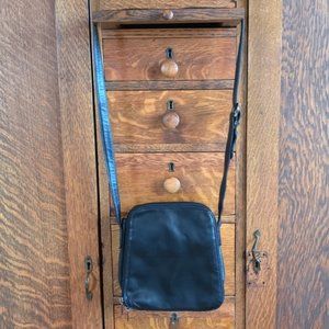 Danier black leather cross-body purse